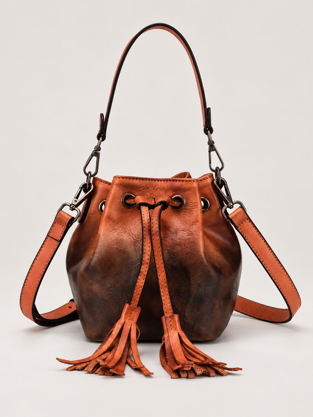 Vintage Leather Mini Bucket Bag