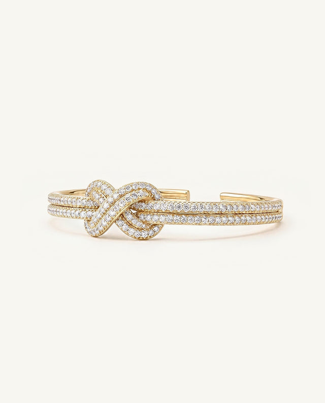 Pavé Double-Knot Cuff Bracelet - Gold