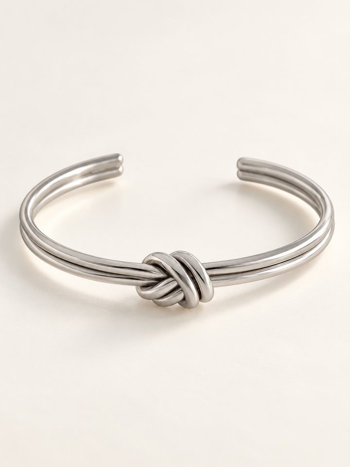 Double-Line Knot Open Cuff Bracelet