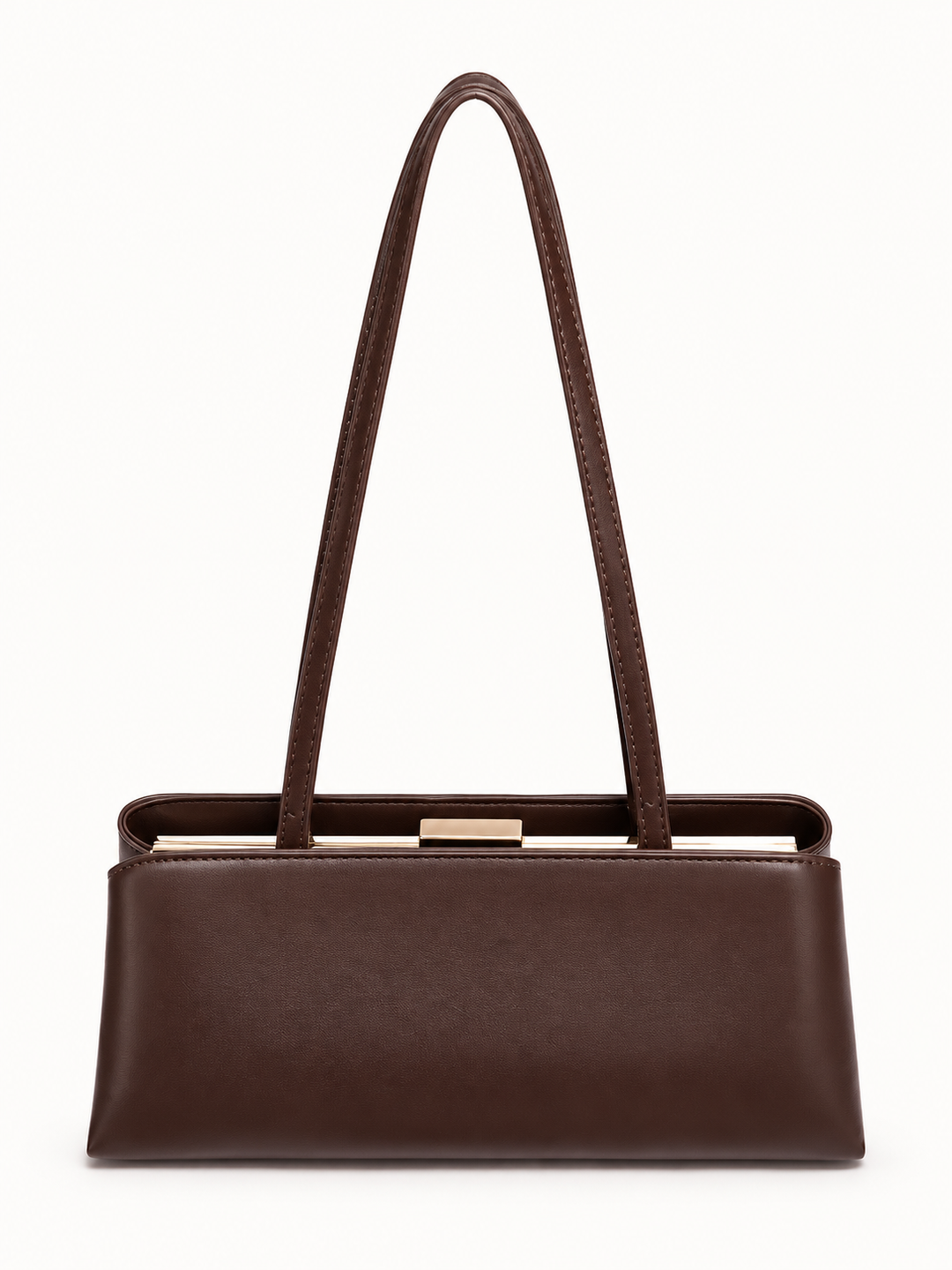 Retro Textured Shoulder Bag with Metal Frame