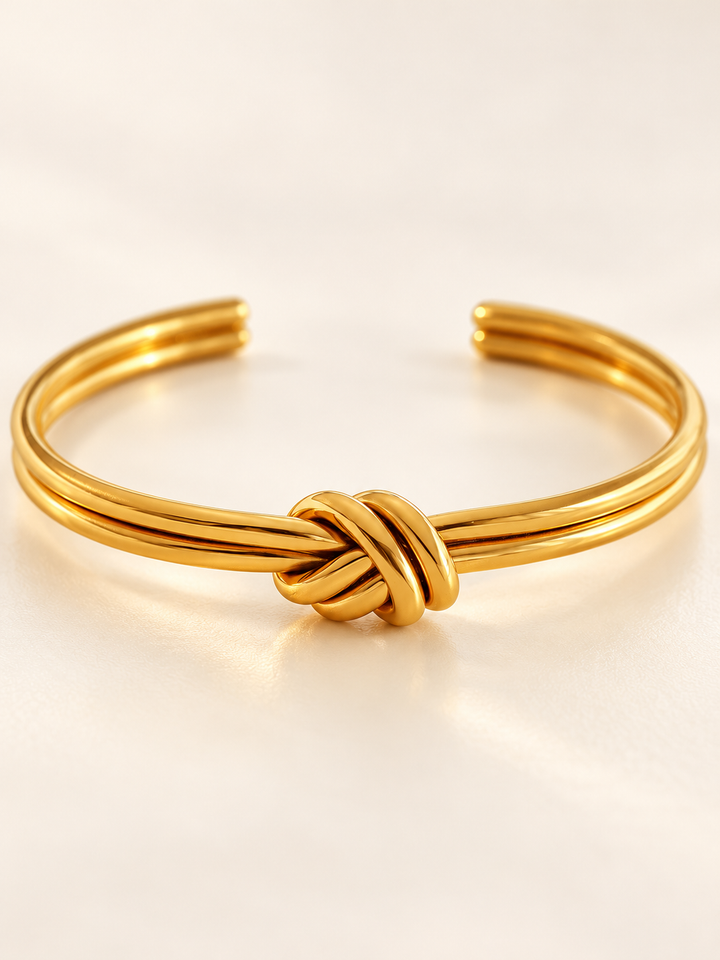 Double-Line Knot Open Cuff Bracelet