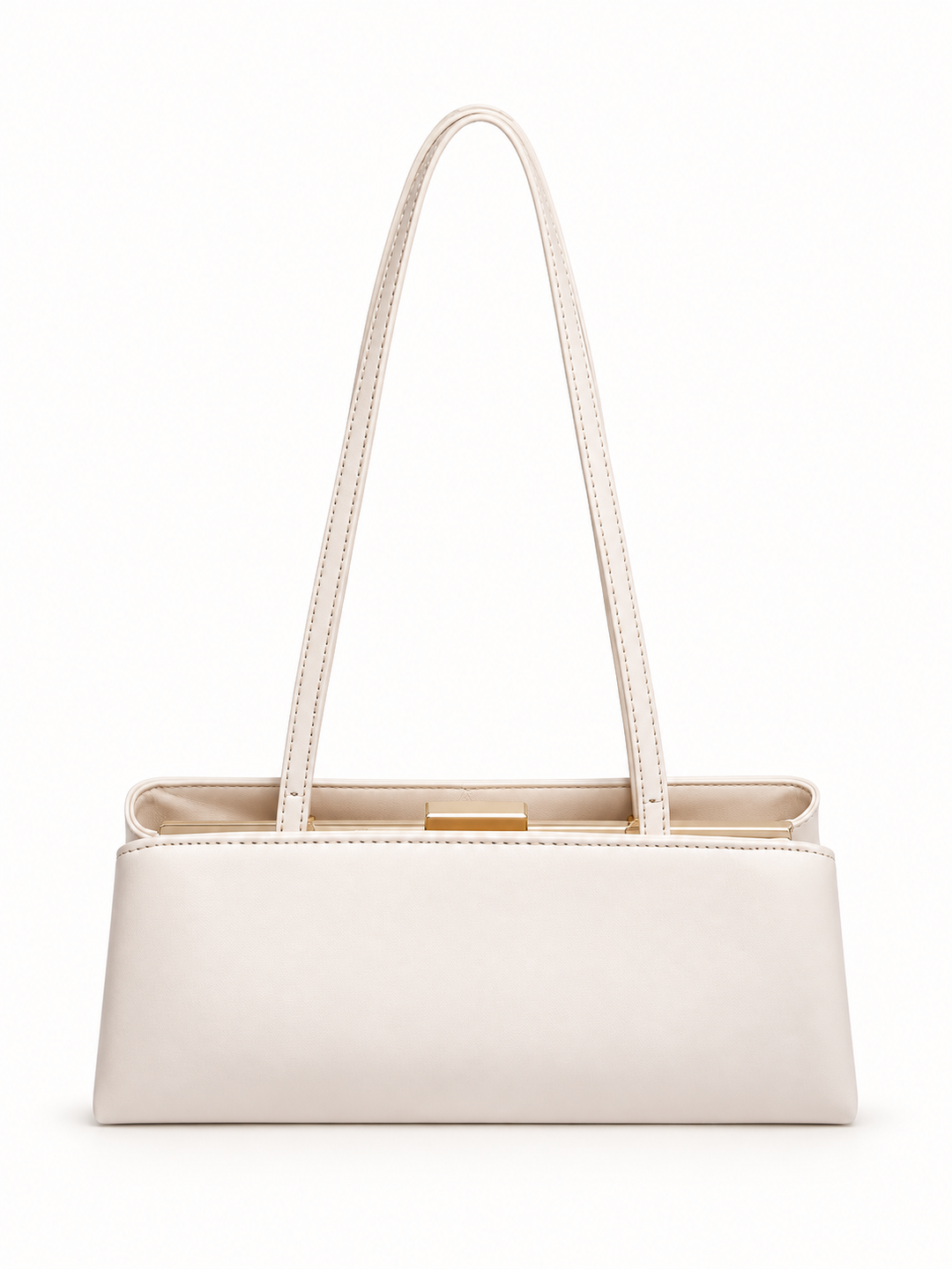 Retro Textured Shoulder Bag with Metal Frame