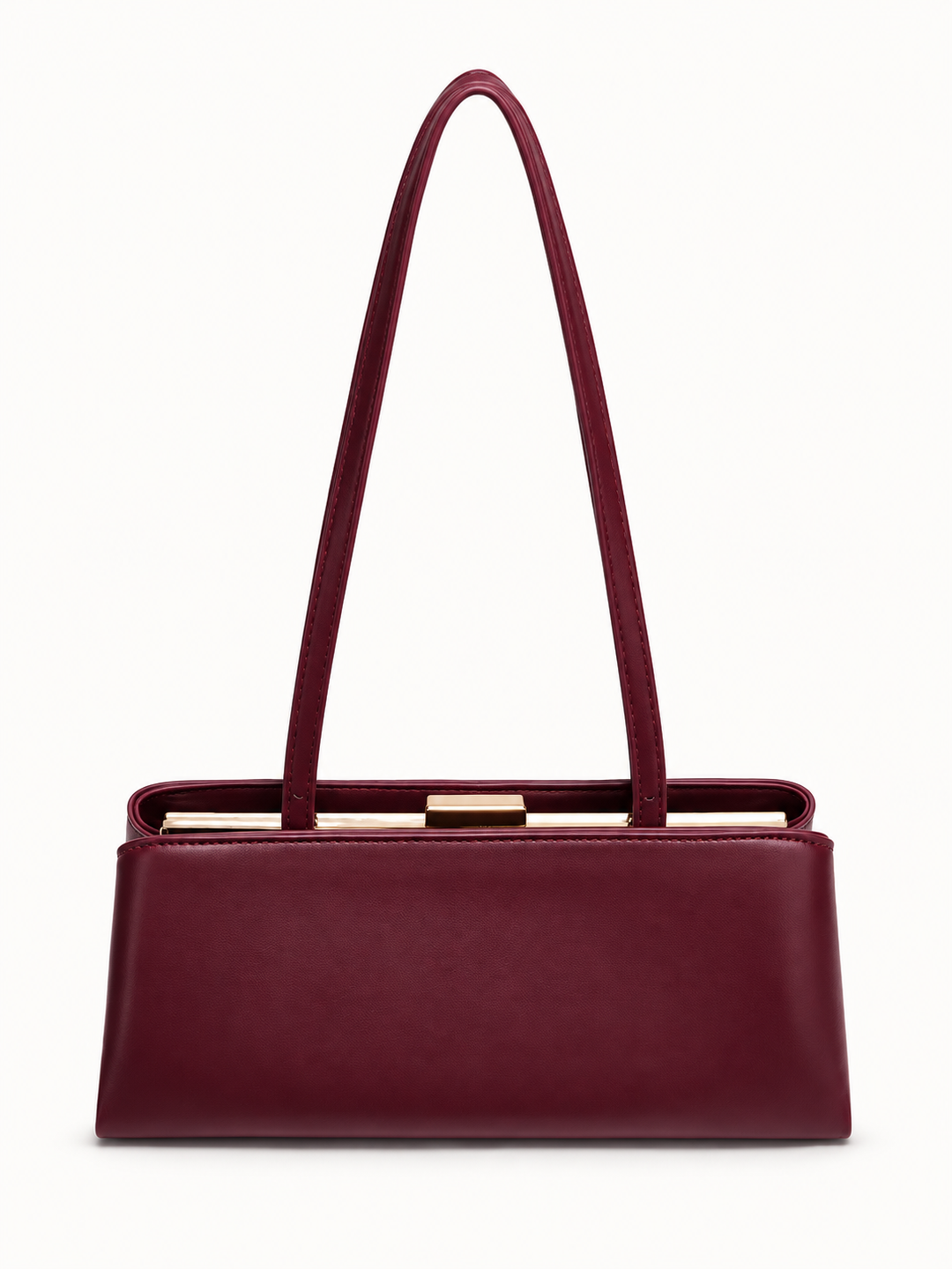 Retro Textured Shoulder Bag with Metal Frame