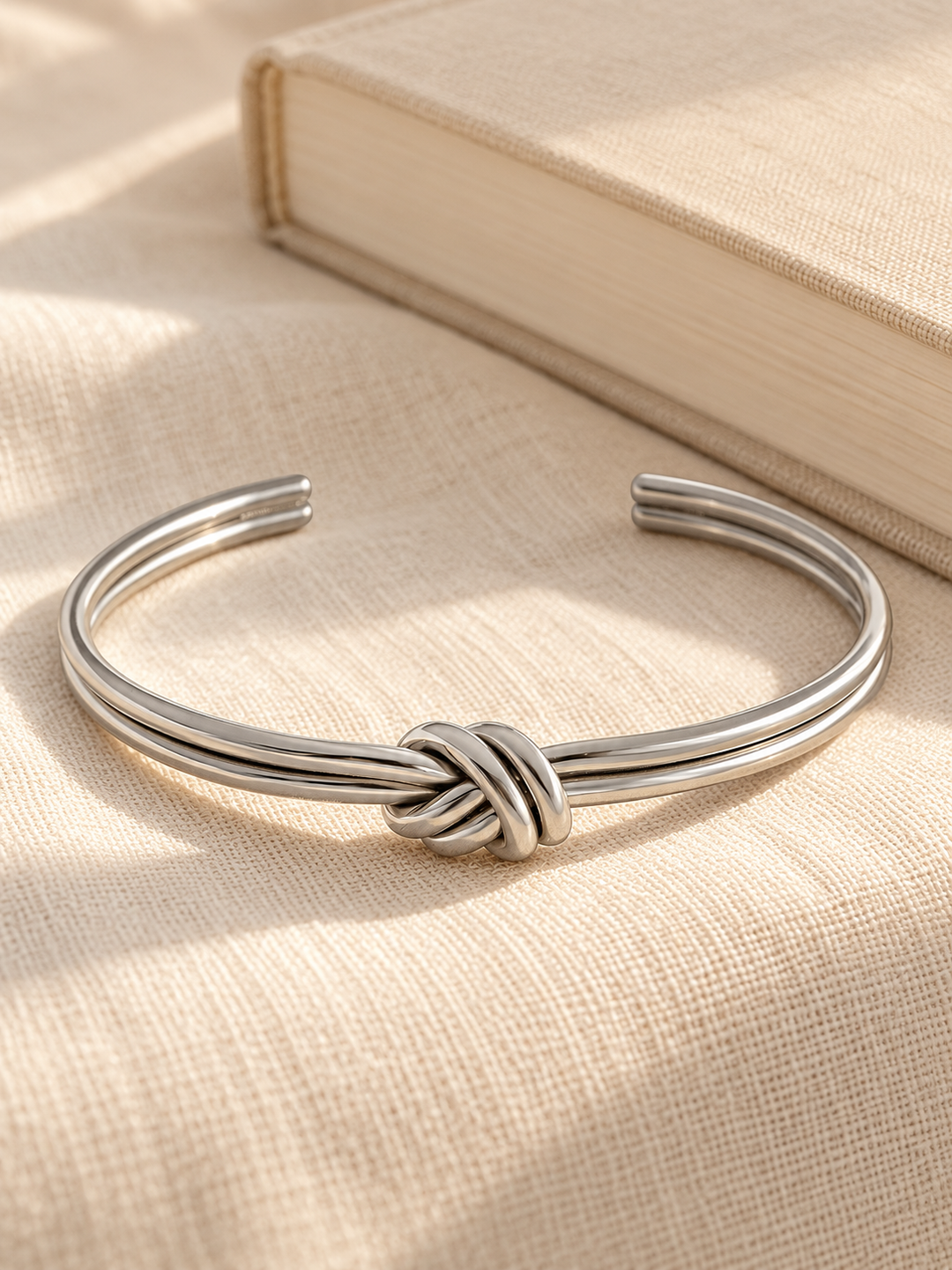 Double-Line Knot Open Cuff Bracelet
