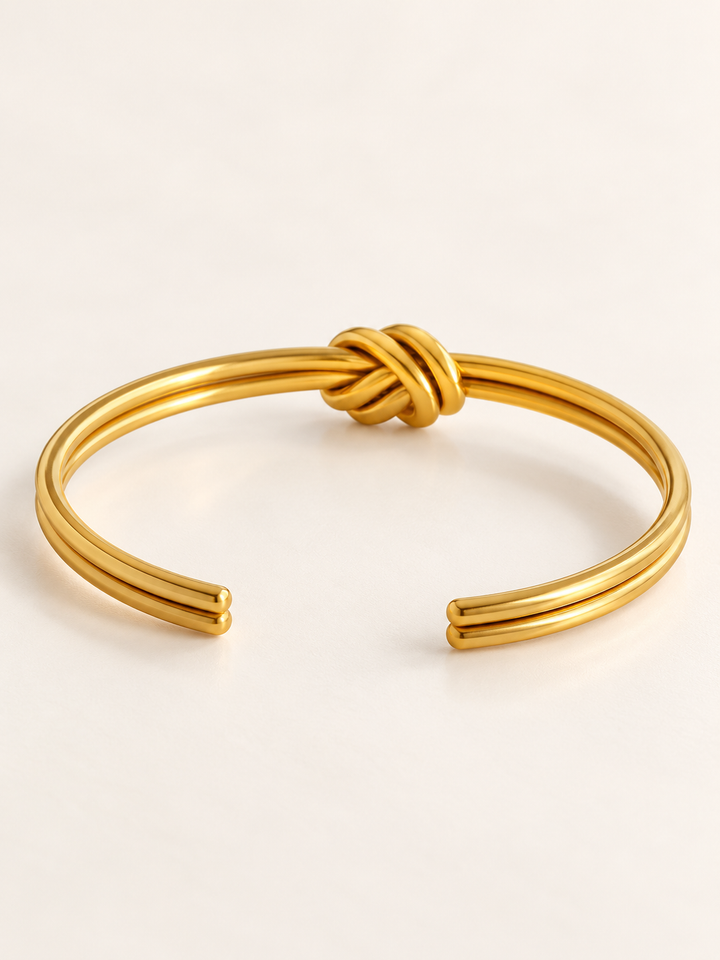 Double-Line Knot Open Cuff Bracelet