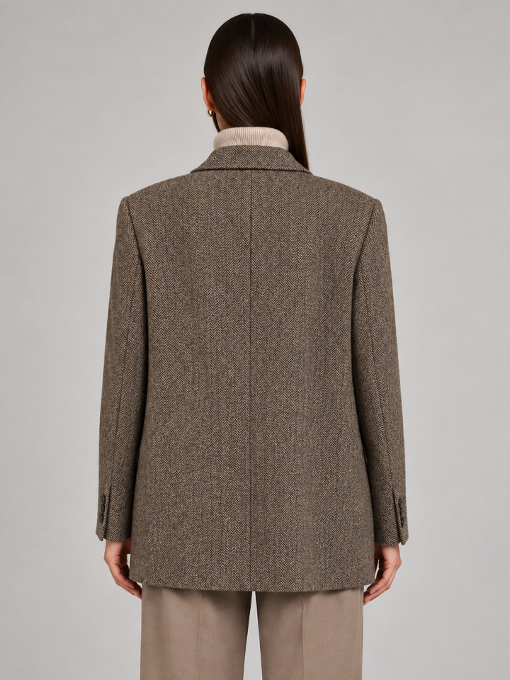 Wide-shoulder Loose-fit Wool Blazer