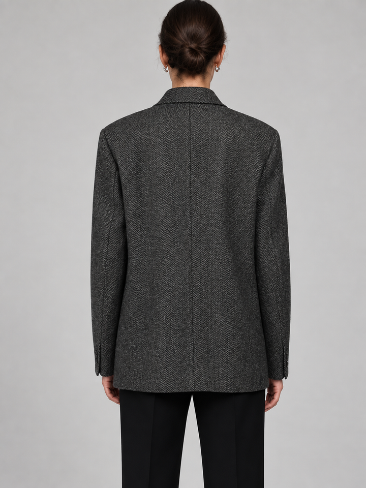 Wide-shoulder Loose-fit Wool Blazer