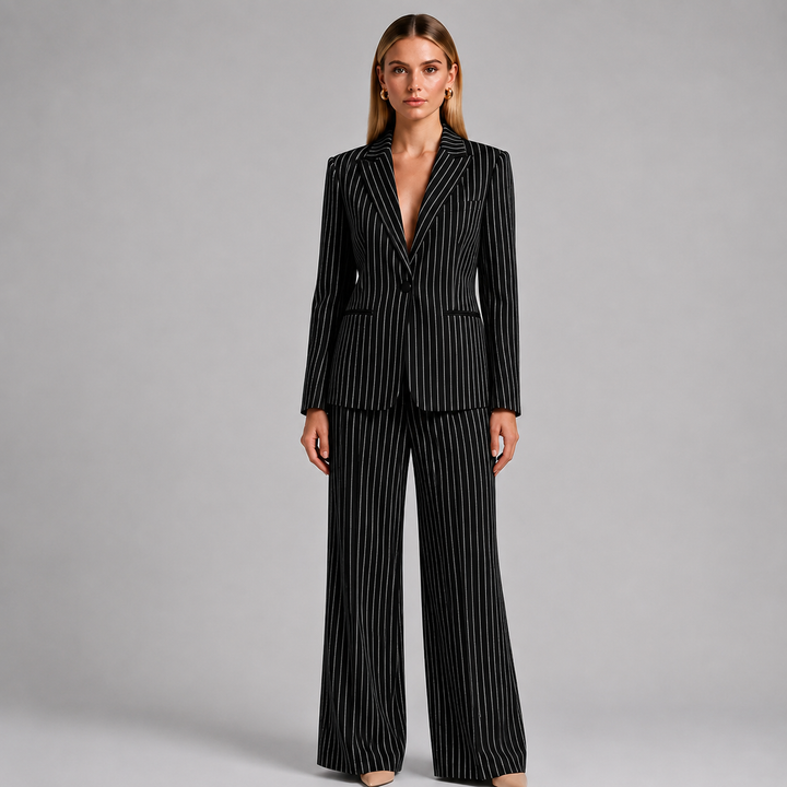 Tessa Glitter-Stripe Trouser Suit Set