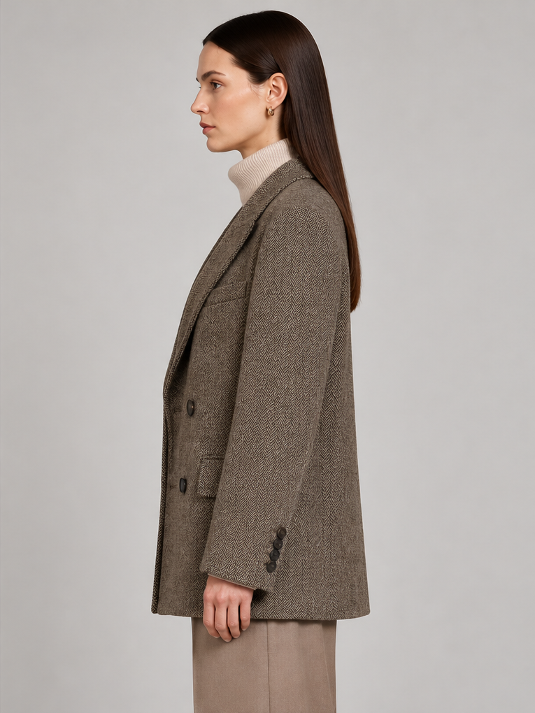 Wide-shoulder Loose-fit Wool Blazer