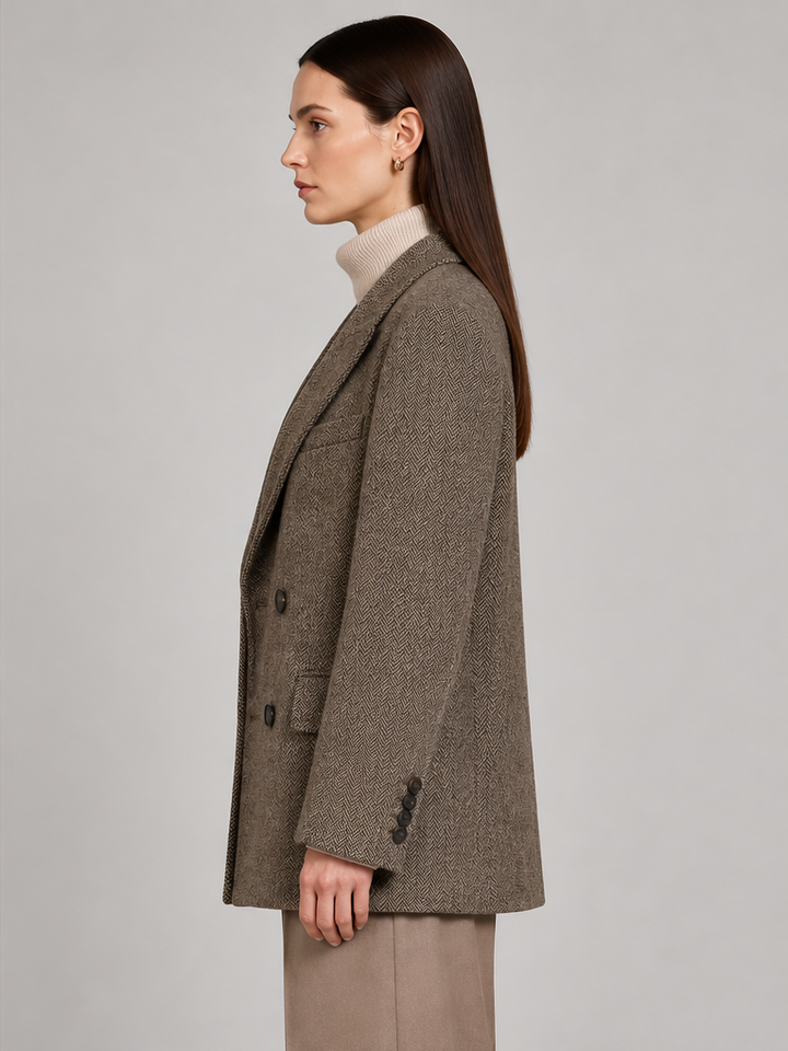 Wide-shoulder Loose-fit Wool Blazer