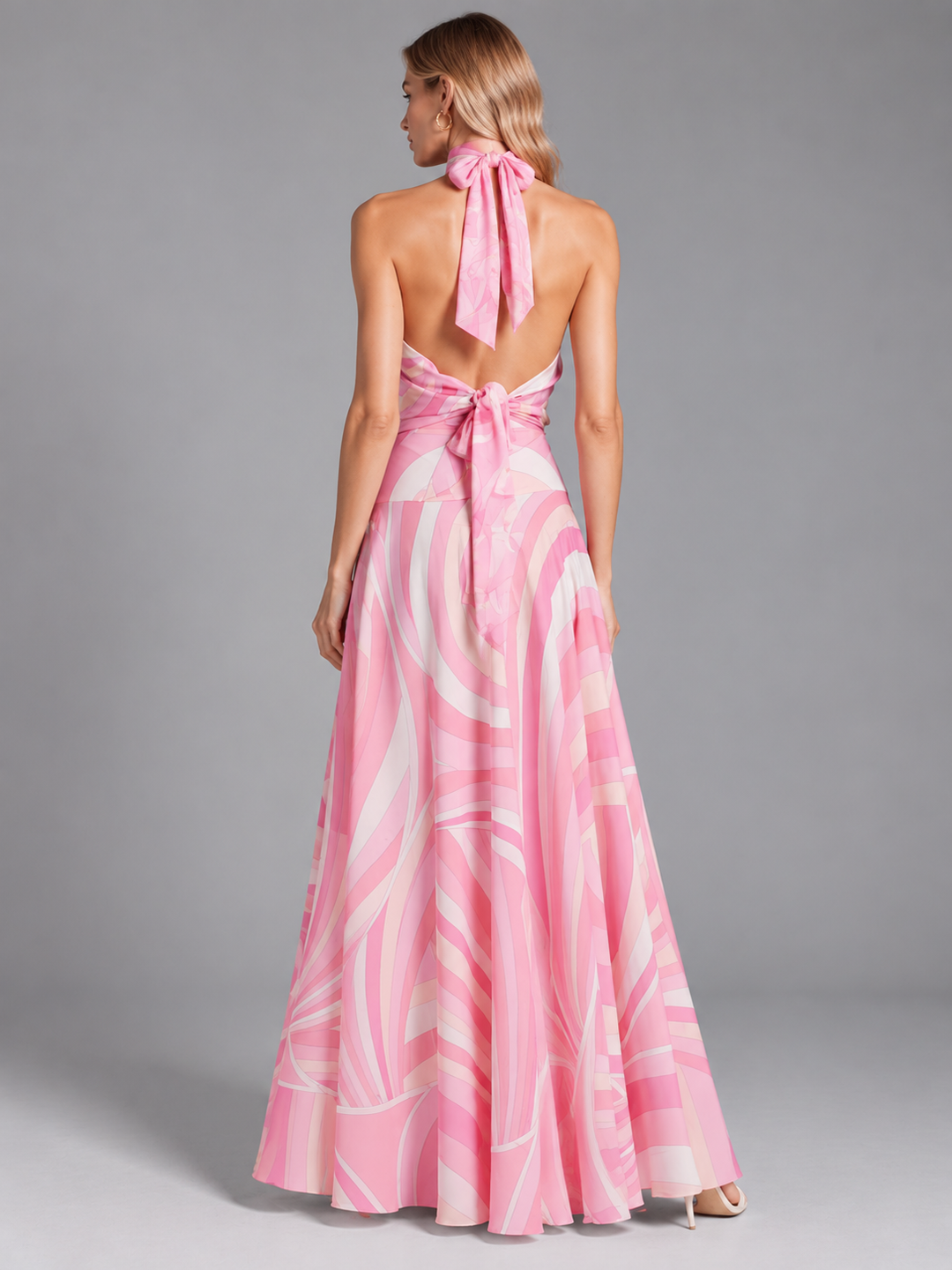 Lace-up Stand-collar Top And High-waisted Long Skirt Two-piece Set