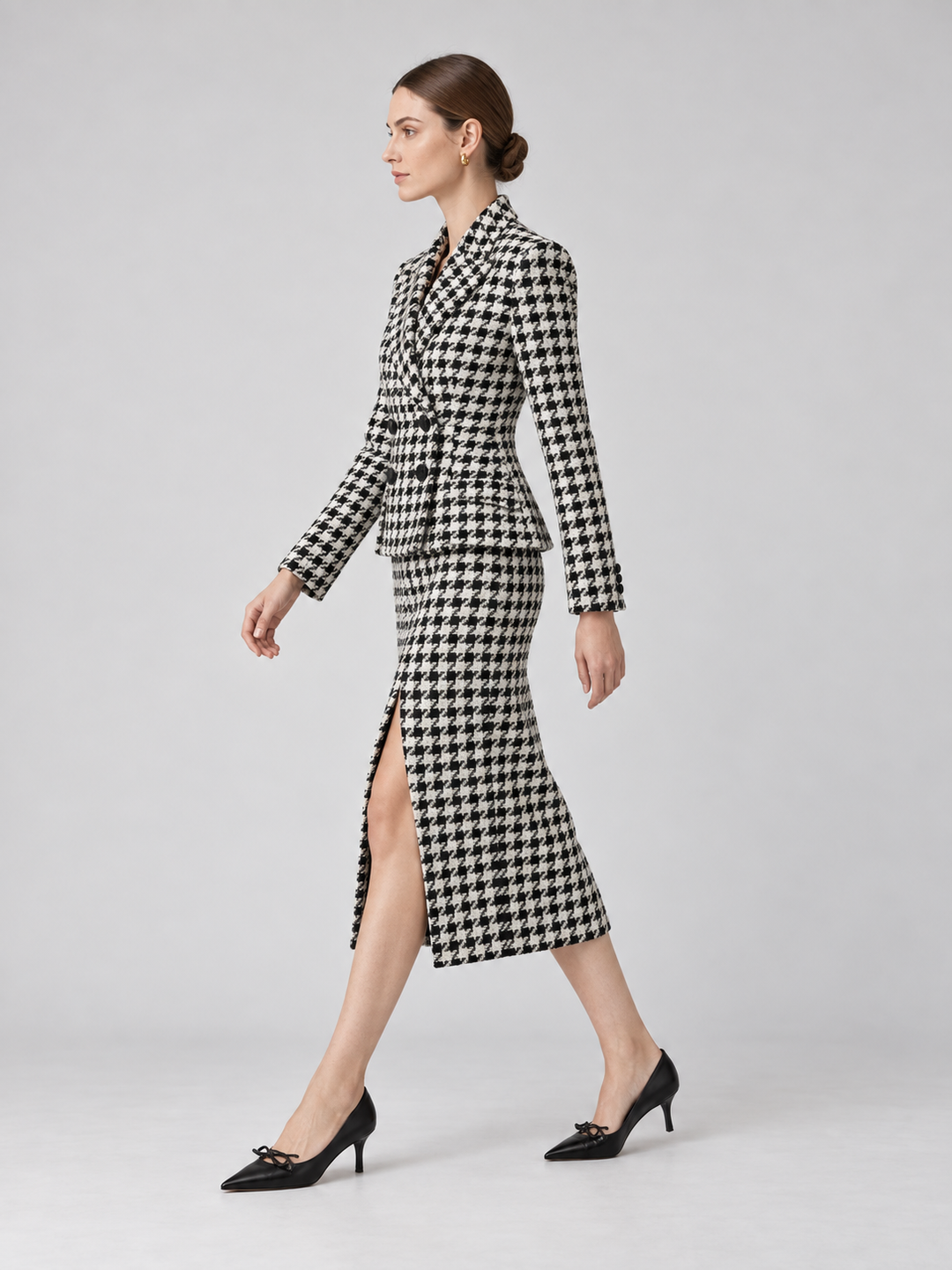 Houndstooth Pencil Skirt Suit - 2