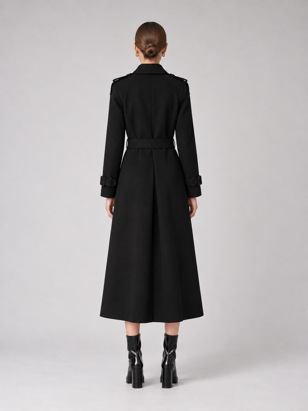 Multi-Color Belted Double-Breasted Midi Coat - 3