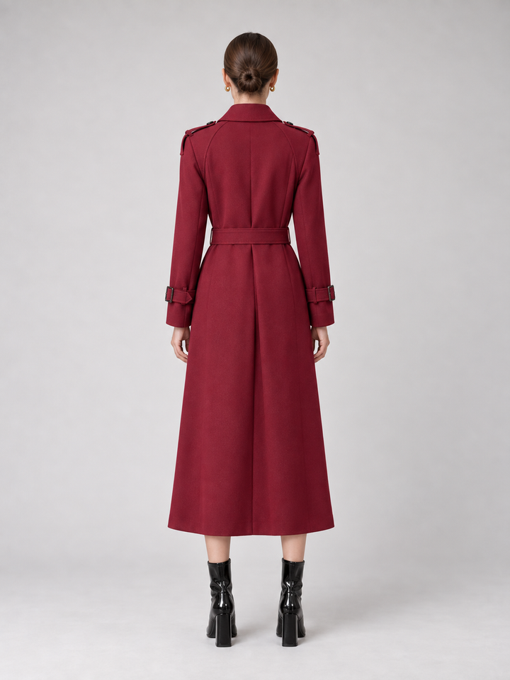 Multi-Color Belted Double-Breasted Midi Coat - 6
