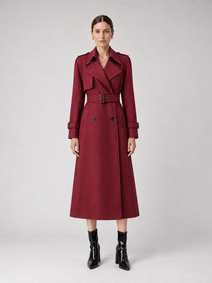 Multi-Color Belted Double-Breasted Midi Coat - 4