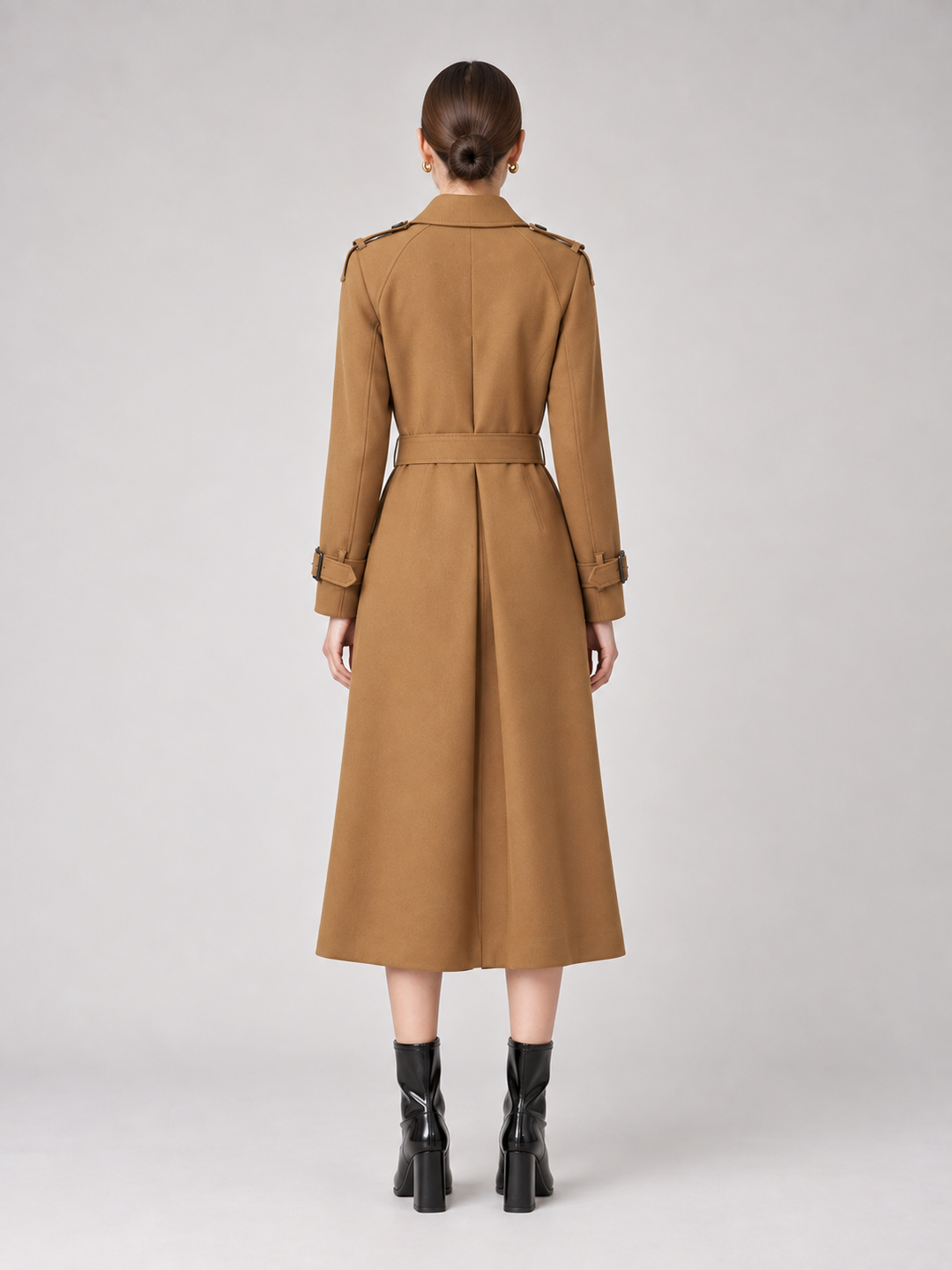 Multi-Color Belted Double-Breasted Midi Coat - 9