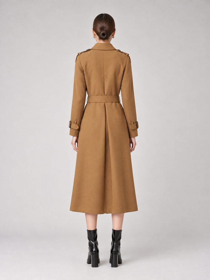 Multi-Color Belted Double-Breasted Midi Coat - 9