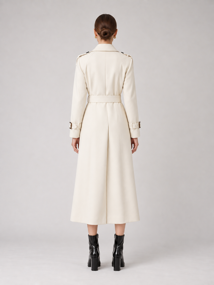 Multi-Color Belted Double-Breasted Midi Coat - 12