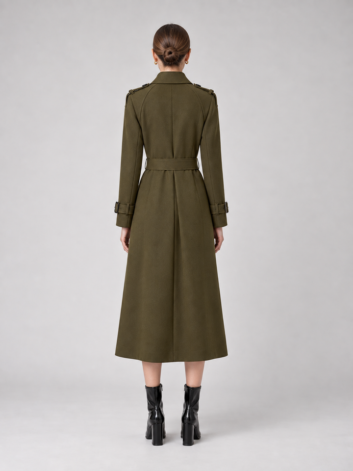 Multi-Color Belted Double-Breasted Midi Coat - 15