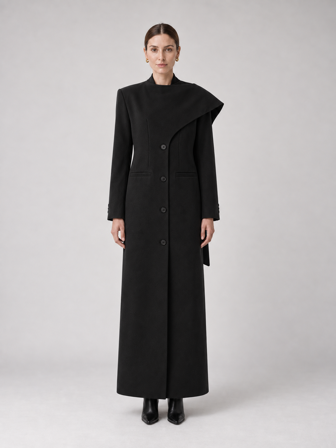 Multi-Color Structured Hooded Maxi Coat - 1