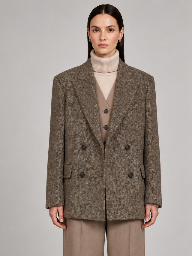 Wide-shoulder Loose-fit Wool Blazer
