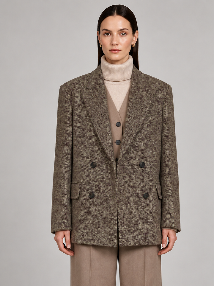 Wide-shoulder Loose-fit Wool Blazer