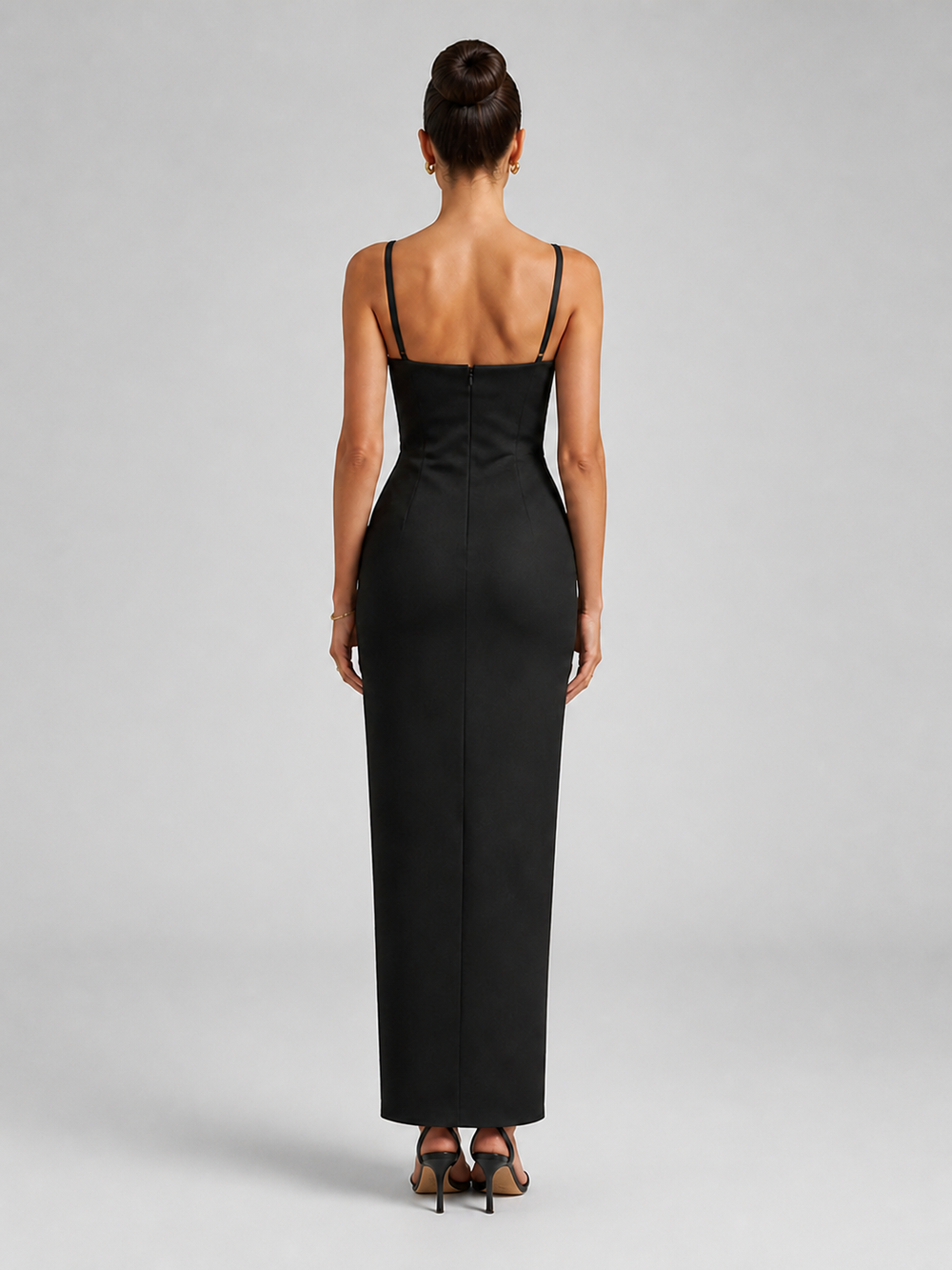 Noemi Black Embellished Column Gown – view 2
