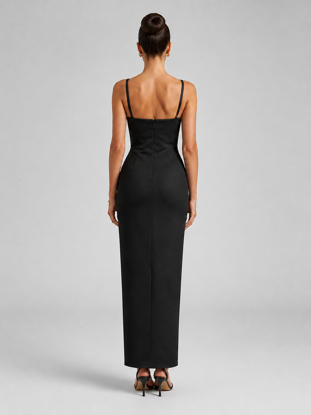 Noemi Black Embellished Column Gown – view 2