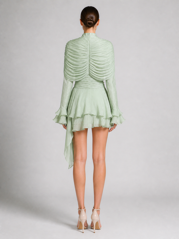 Elise Mint-Green Pleated Ruffle Mini Dress – view 2