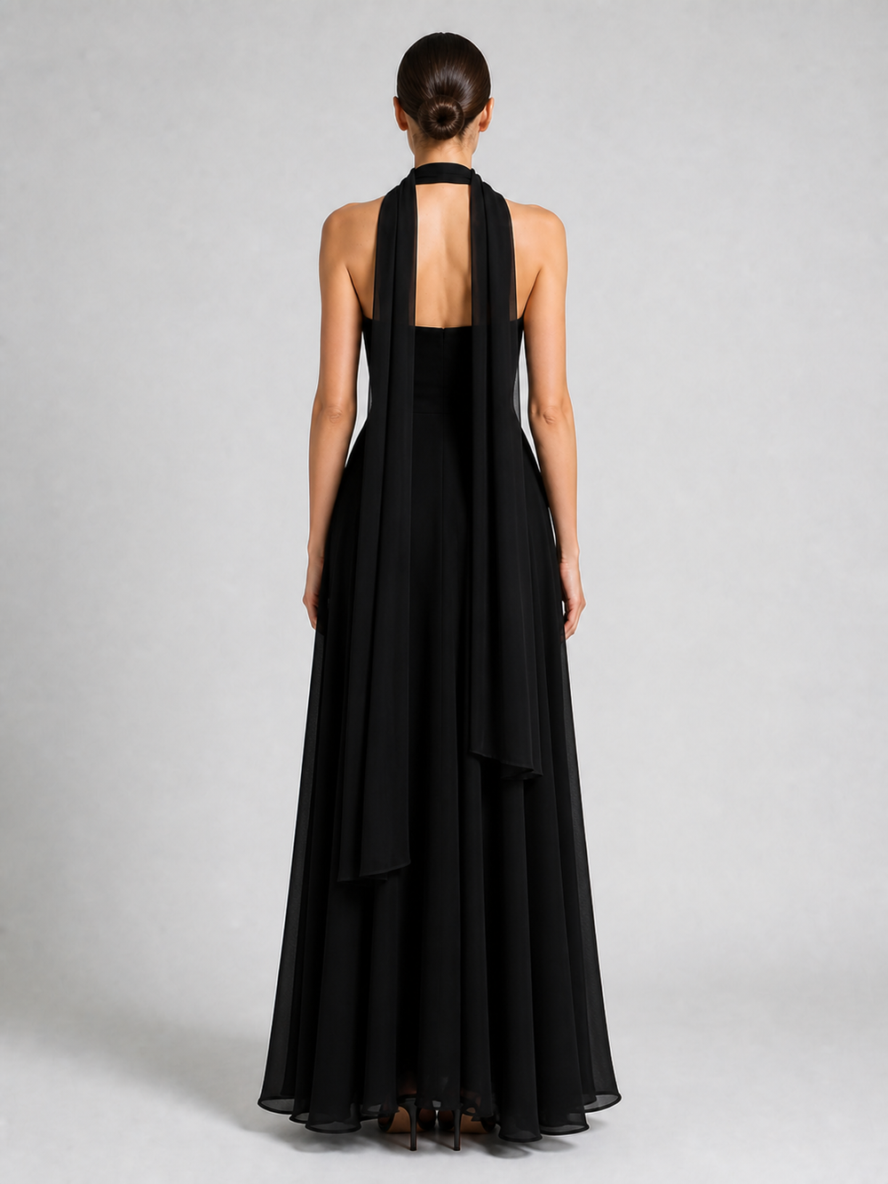 Sabine Black Halter-Neck Evening Gown – view 1