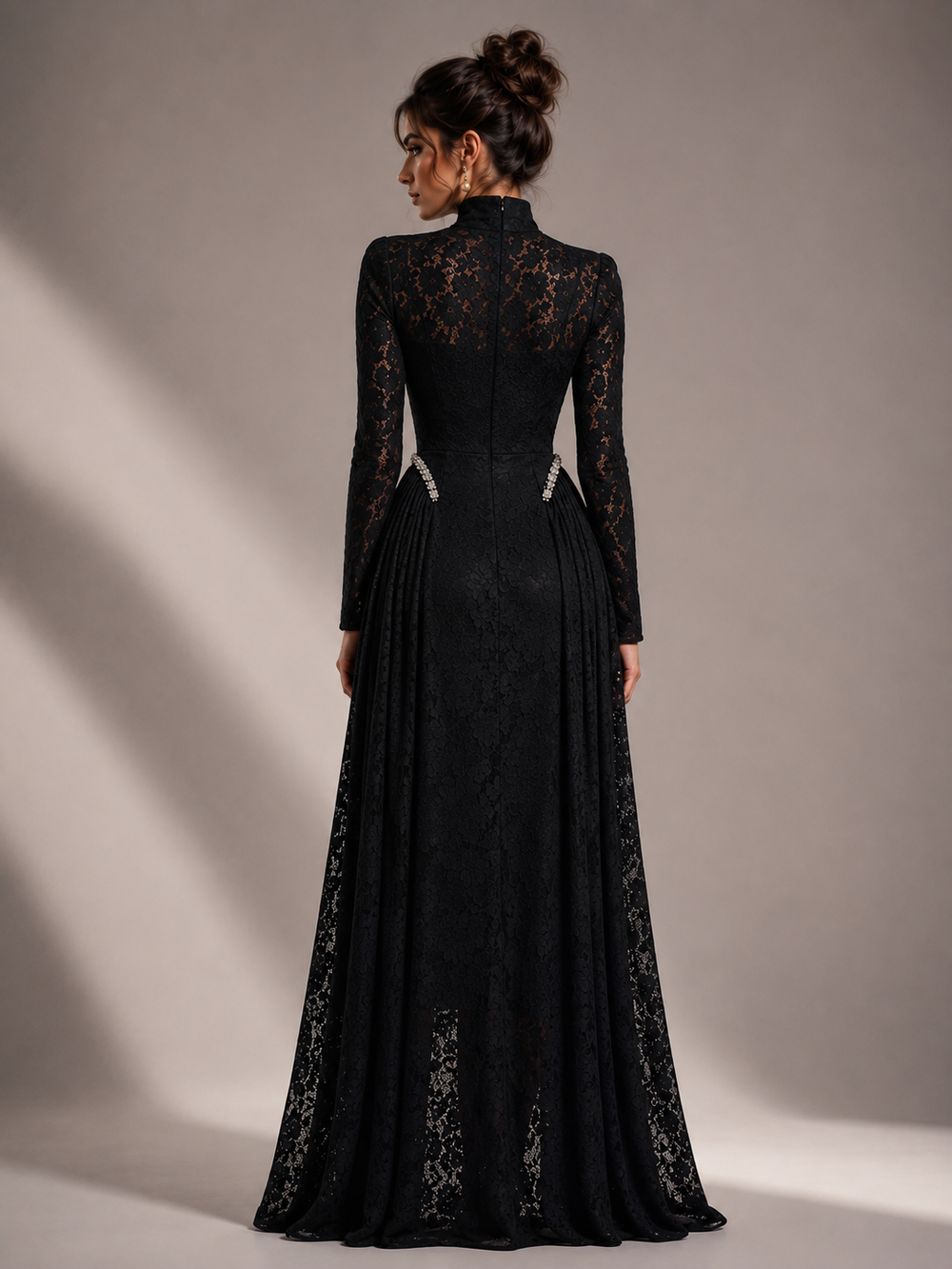 Vivienne High-Neck Lace Evening Gown – view 2