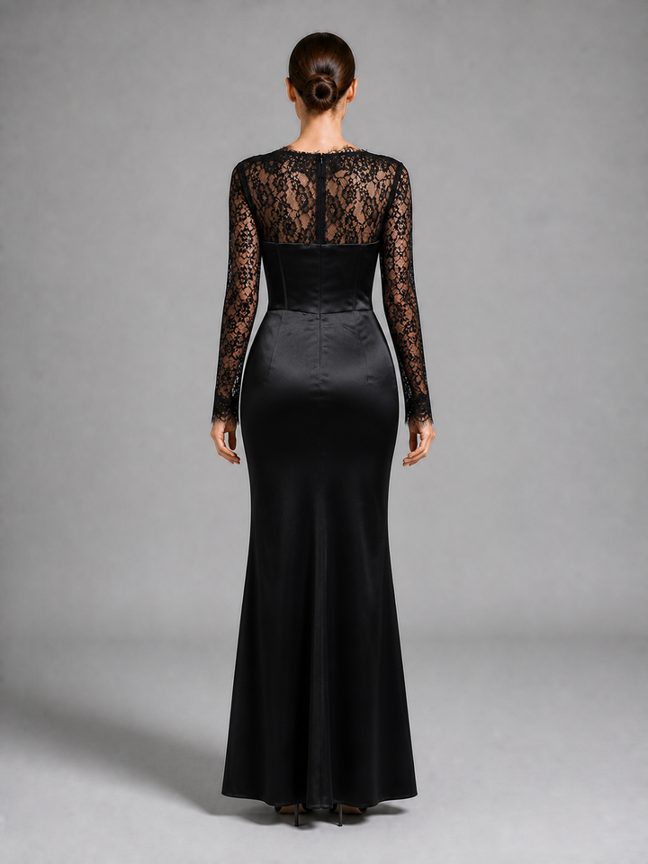 Margot Black Lace Long-Sleeve Gown – view 1