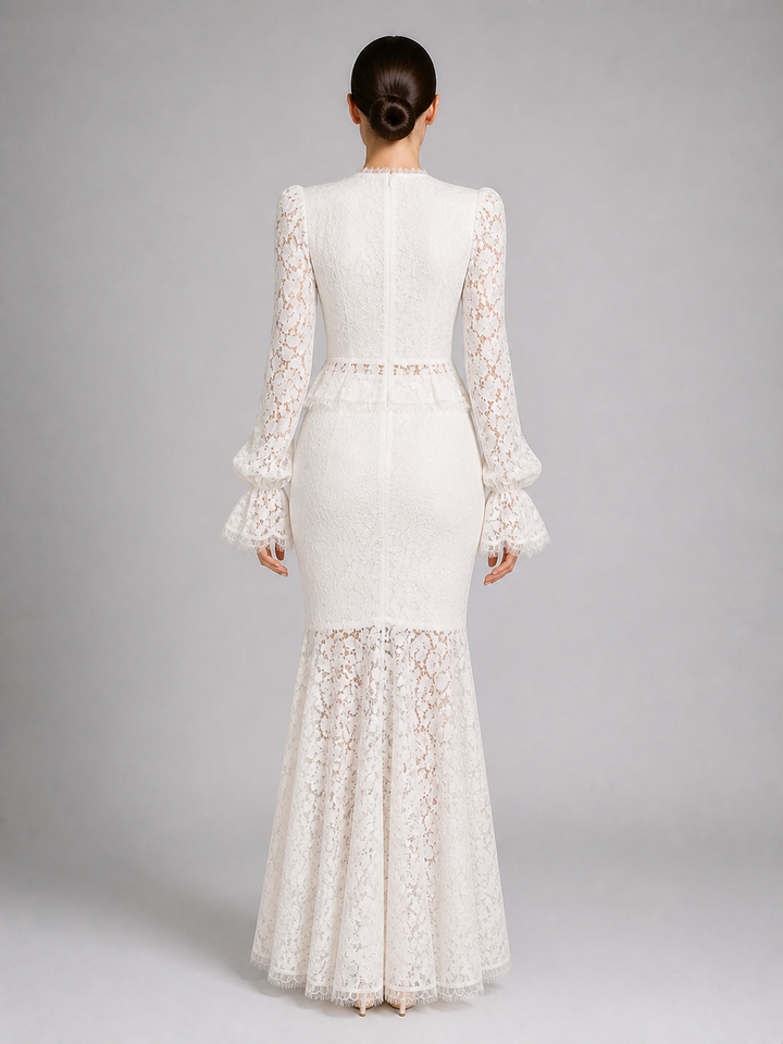 Lucienne Ivory Belted Pleated Midi Dress – view 2