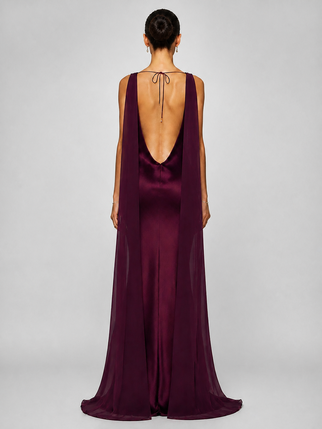 Valentina Deep-Burgundy Cowl-Back Gown – view 2