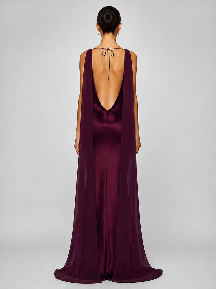 Valentina Deep-Burgundy Cowl-Back Gown – view 2