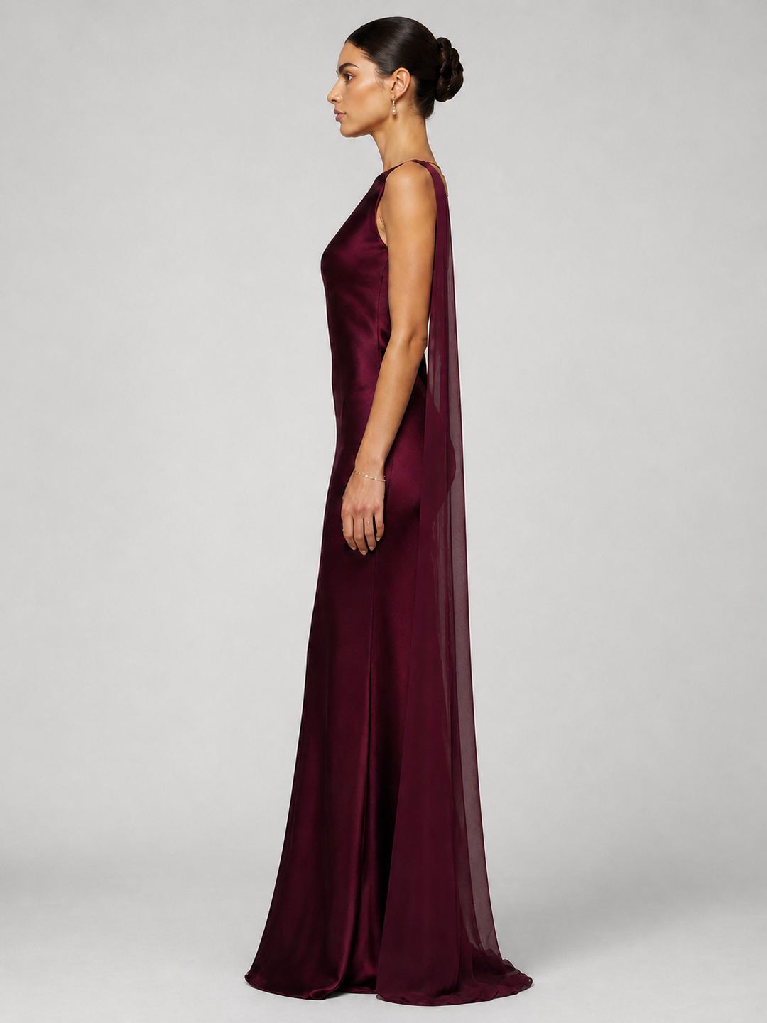 Valentina Deep-Burgundy Cowl-Back Gown – view 3