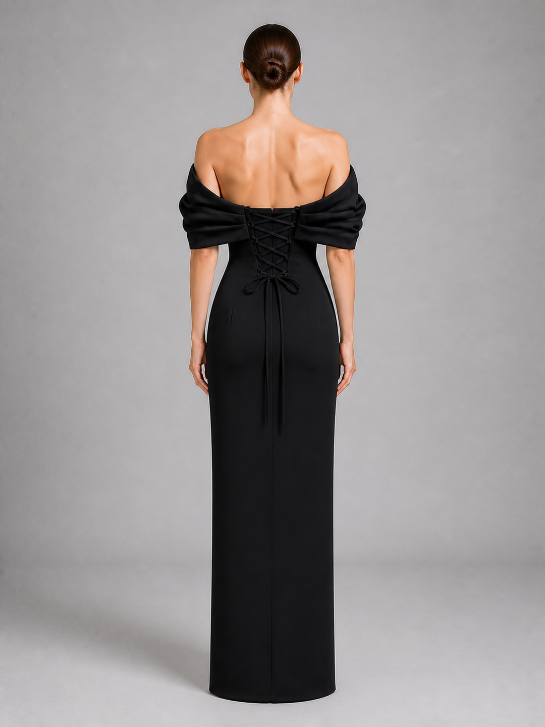 Colette Black Off-Shoulder Draped Gown – view 3
