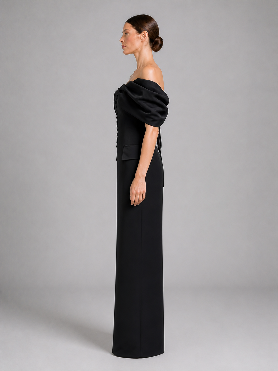 Colette Black Off-Shoulder Draped Gown – view 4