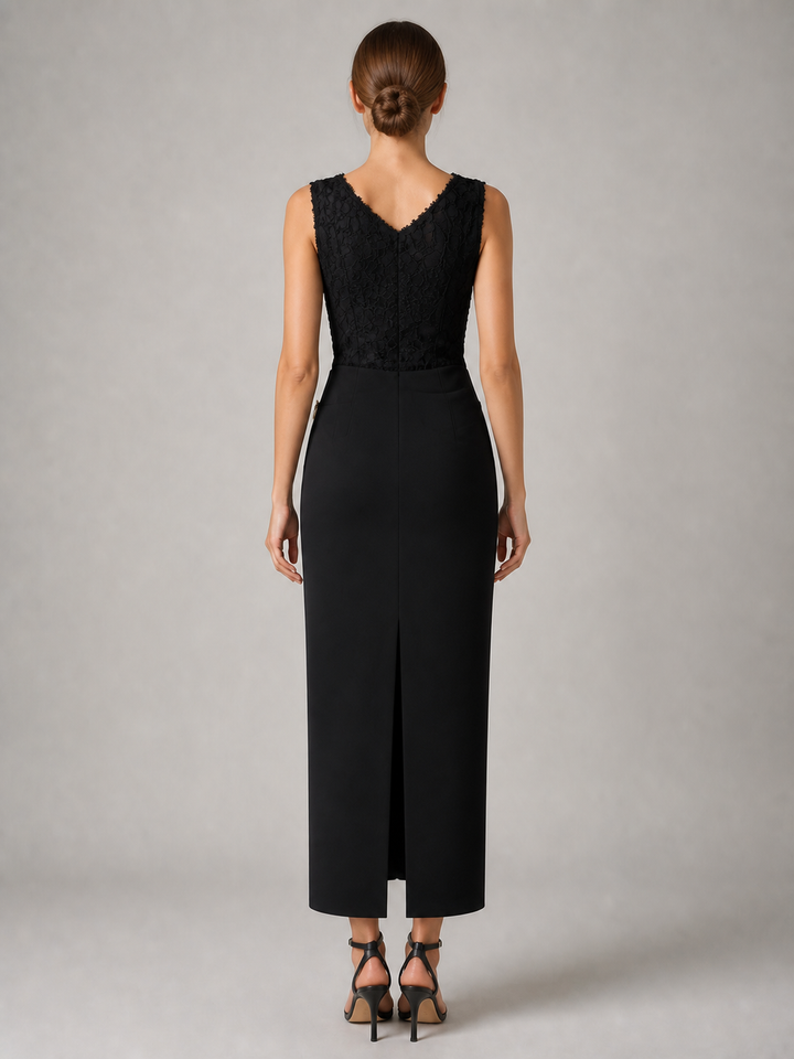 Nadine Black Lace-Trim Midi Dress – view 1