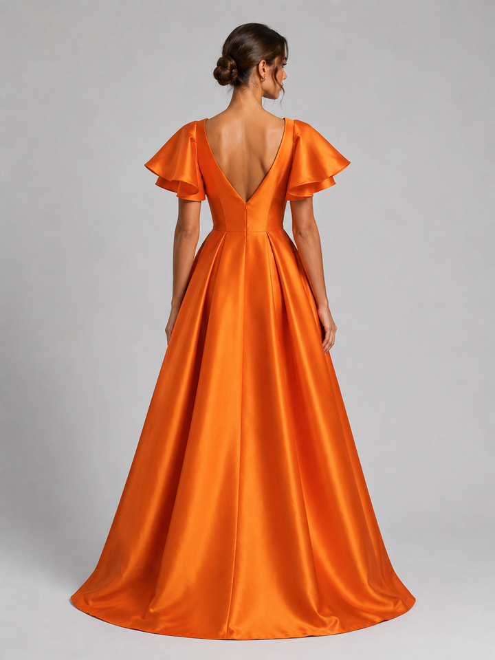 Solene Vibrant-Orange Ball Gown – view 1