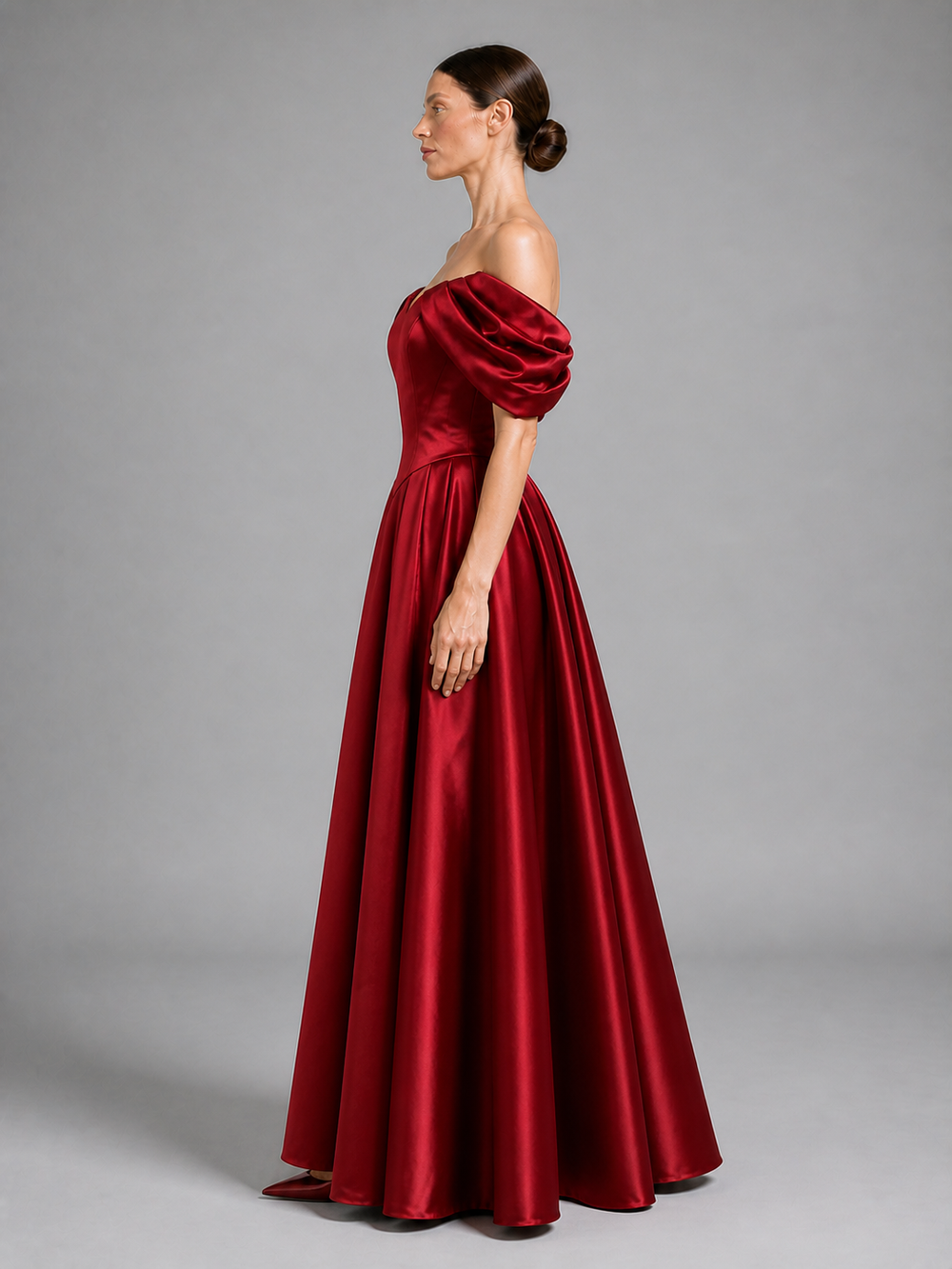 Isadora Ruby-Red Off-Shoulder Ball Gown – view 2
