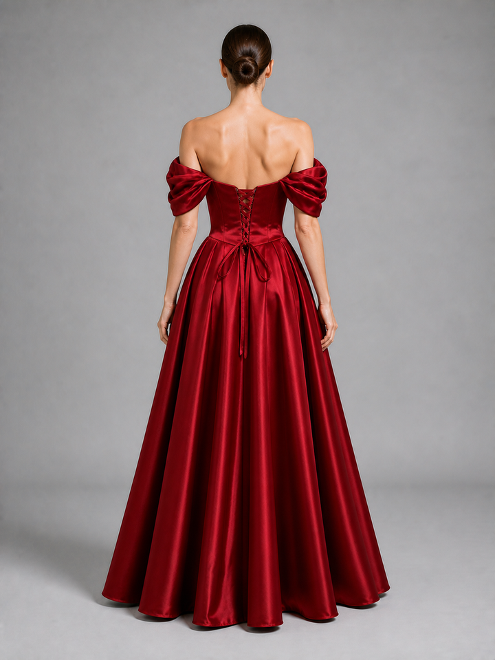 Isadora Ruby-Red Off-Shoulder Ball Gown – view 3