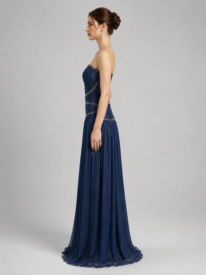 Arabella Midnight-Navy Embellished Gown – view 1