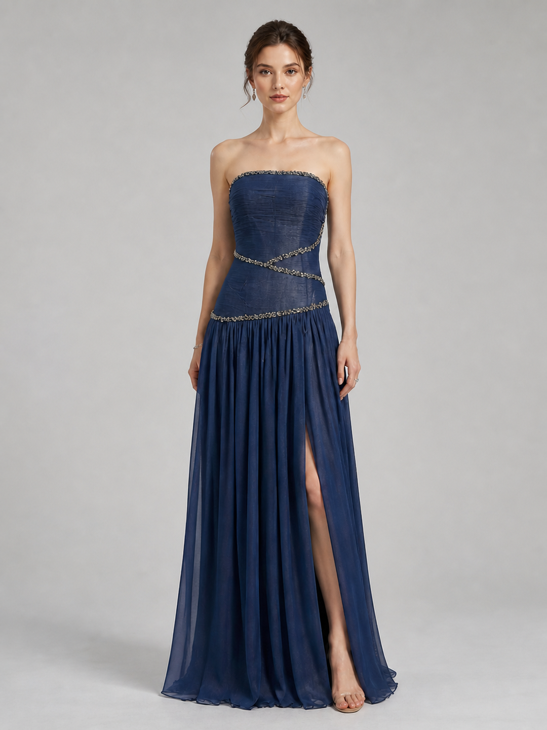 Arabella Midnight-Navy Embellished Gown – view 3