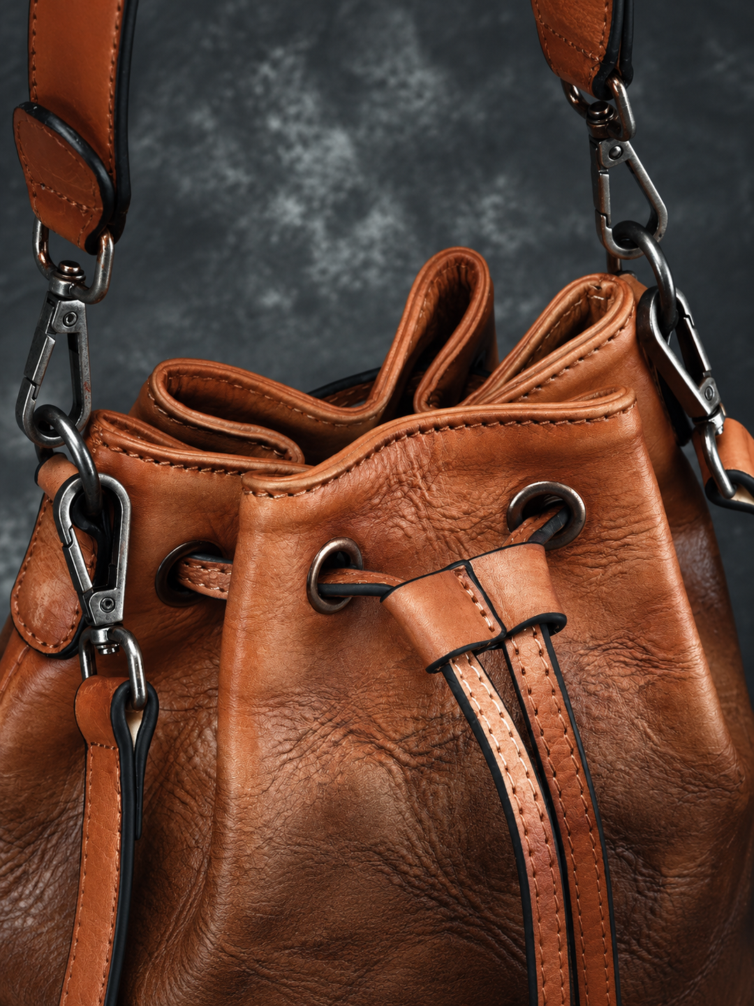Vintage Leather Mini Bucket Bag