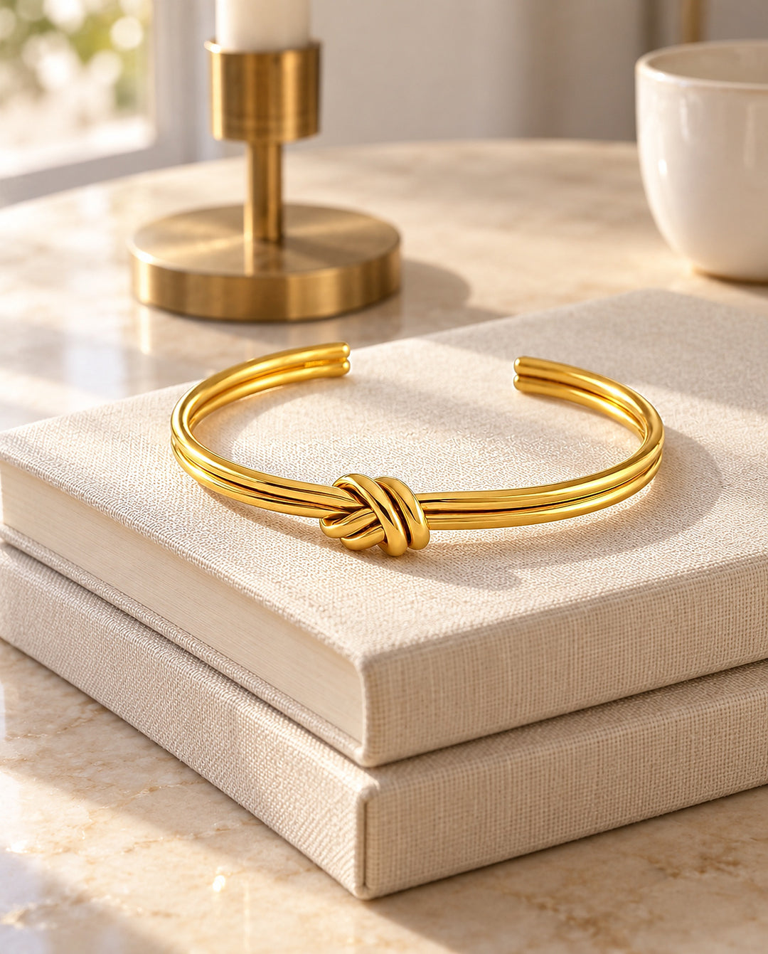 Polished Double-Knot Bangle - Gold