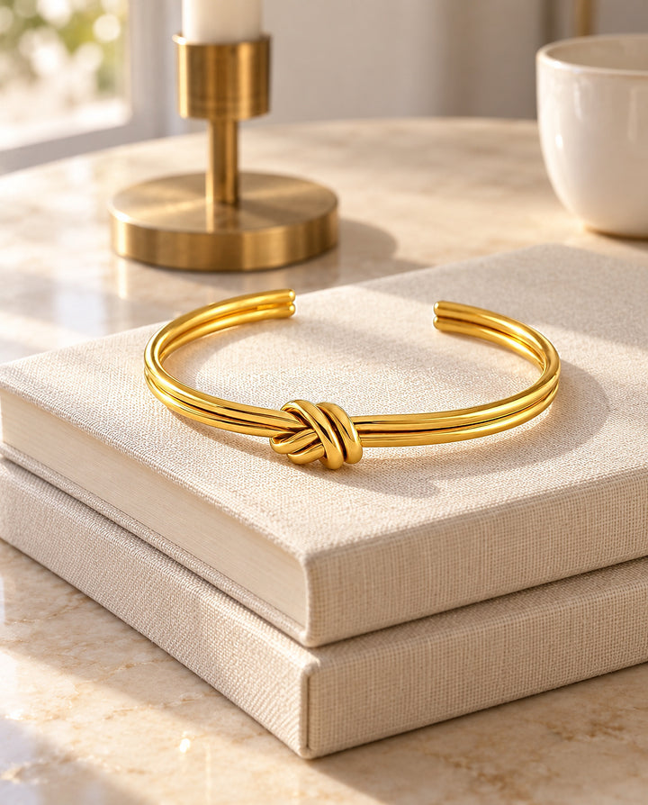 Polished Double-Knot Bangle - Gold