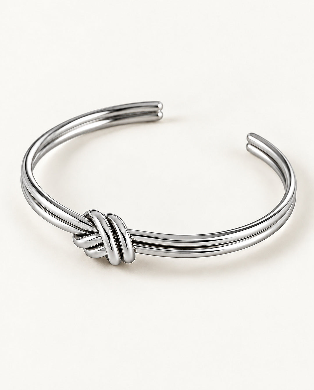 Polished Double-Knot Bangle - Silver