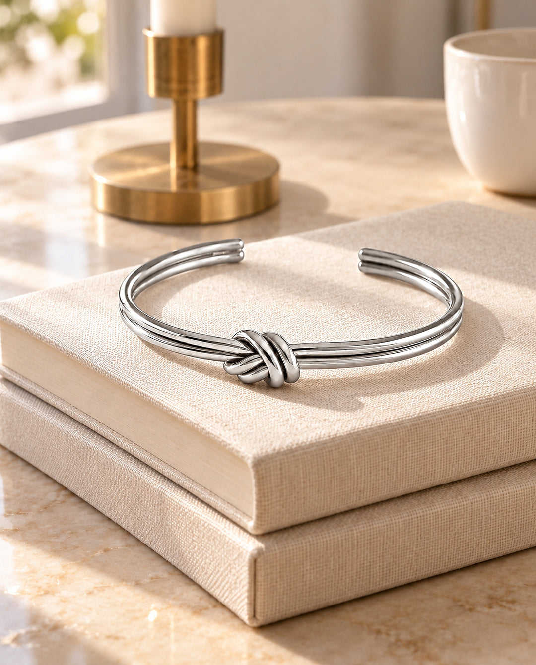 Polished Double-Knot Bangle - Silver