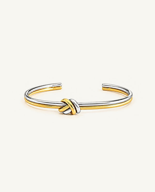 Polished Double-Knot Bangle - Gold & Silver